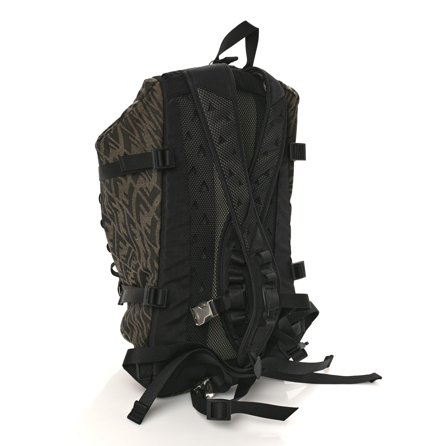 Fendi X SARAH COLEMAN Fabric Jacquard FF Vertigo Ferrino Ripstop Backpack Tobacco Moro Black 3 of 9