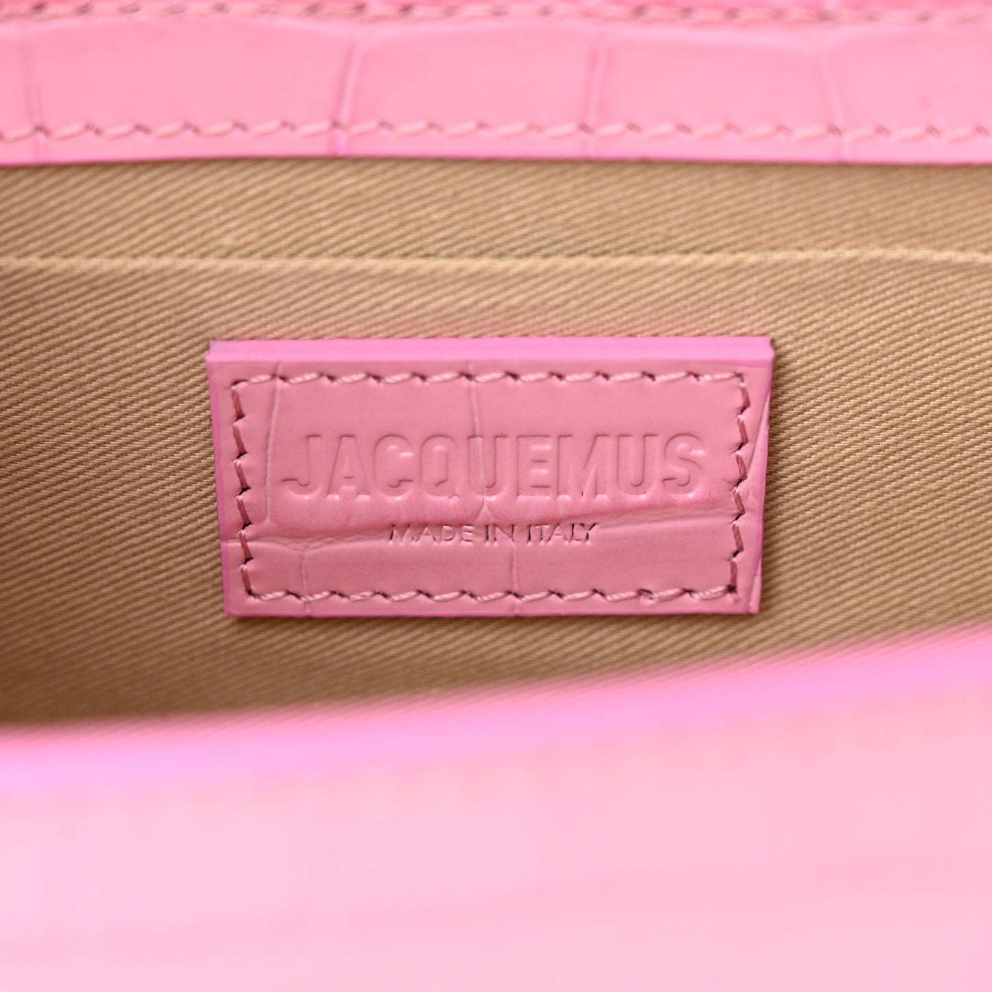Calfskin Crocodile Embossed Le Chiquito Long Pink