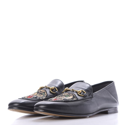 Gucci Goatskin Tiger Embroidered Mens Horsebit Loafers 11 Black 3 of 12
