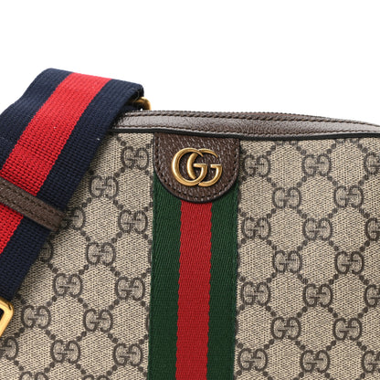 Gucci GG Supreme Monogram Textured Dollar Calfskin Web Ophidia Wristlet Shoulder Bag Beige Ebony New Acero 7 of 9