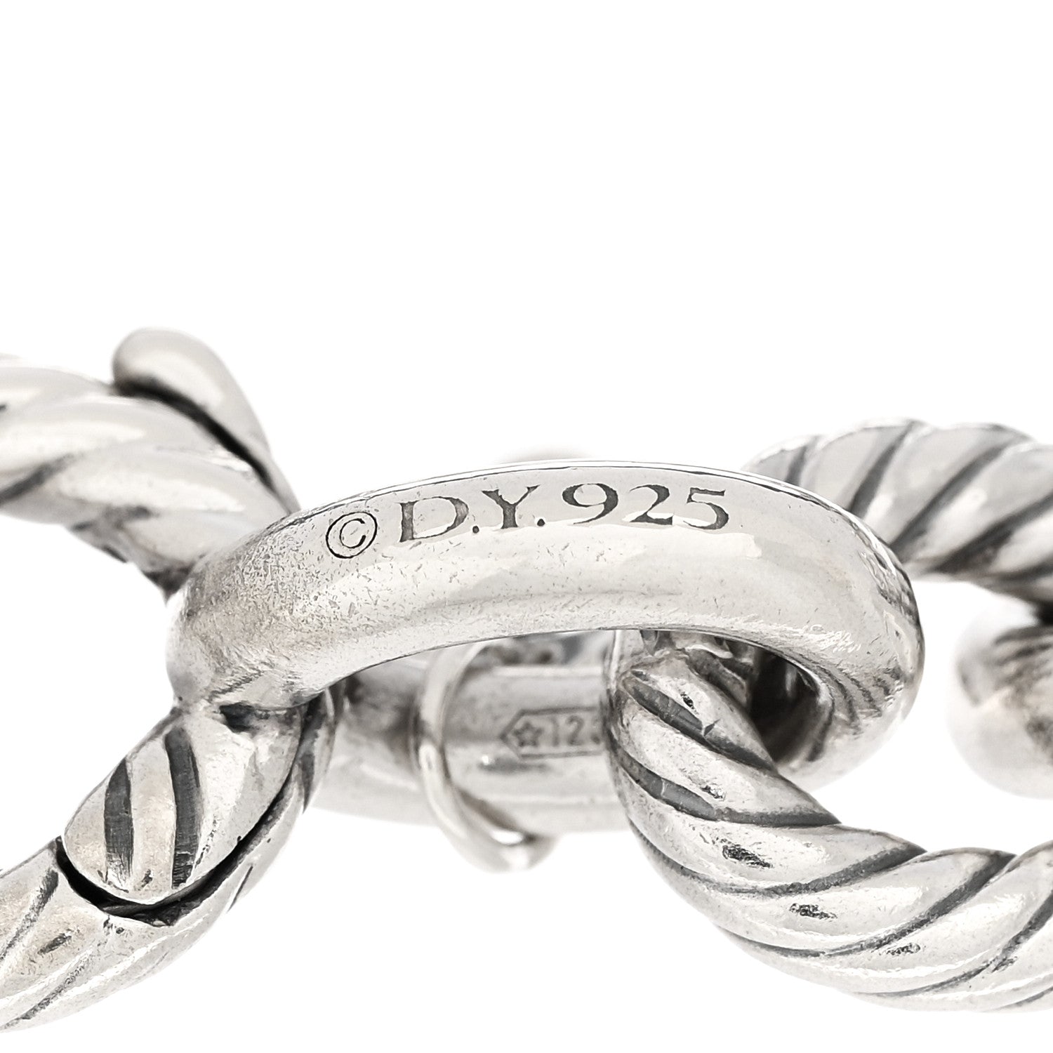 David Yurman Sterling Silver Diamond 15mm Large Oval Link Bracelet 3 of 3