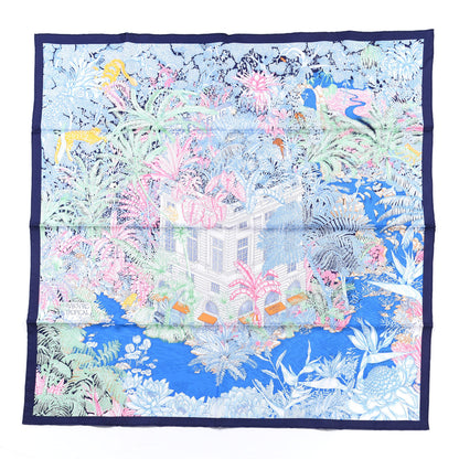 Hermes Silk Faubourg Tropical Scarf 90 Bleu Jean Vert Jaune Sofre 1 of 4