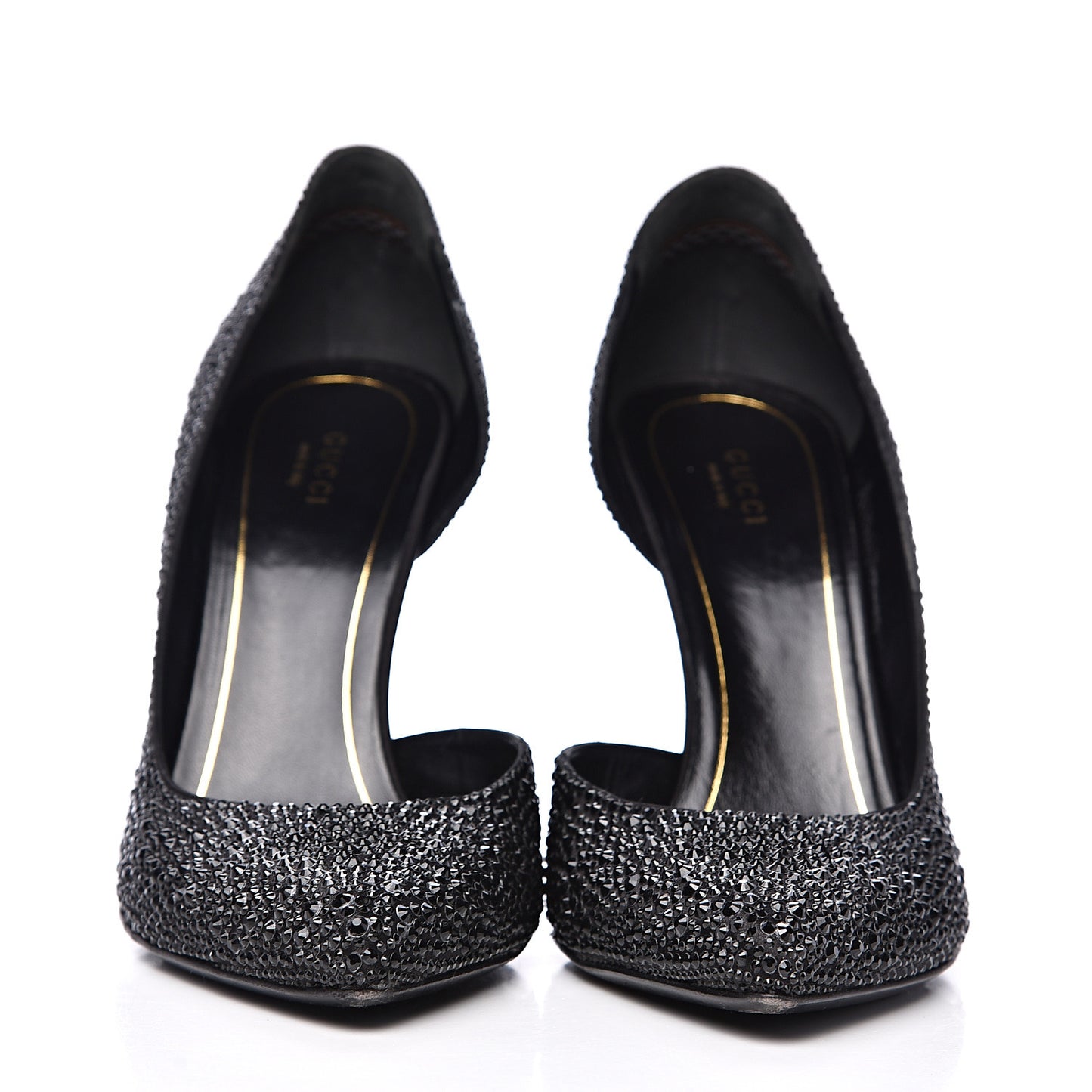 Satin Crystal Pumps 39.5 Black