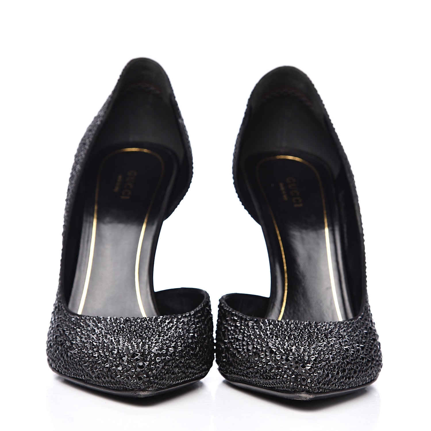 Gucci Satin Crystal Pumps 39.5 Black 2 of 10