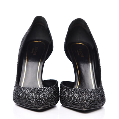 Gucci Satin Crystal Pumps 39.5 Black 2 of 10