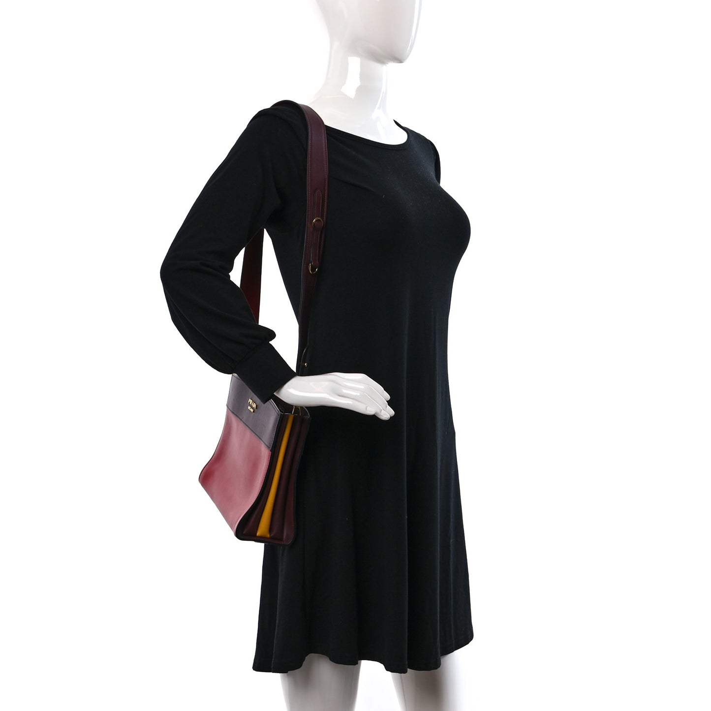 City Calf Colorblock Bibliotheque Shoulder Bag Fucco Granat