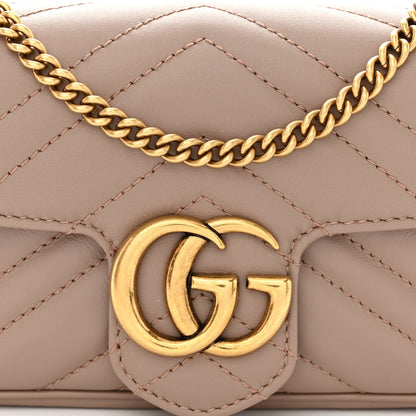 Gucci Calfskin Matelasse Super Mini GG Marmont Shoulder Bag Porcelain Rose 8 of 10