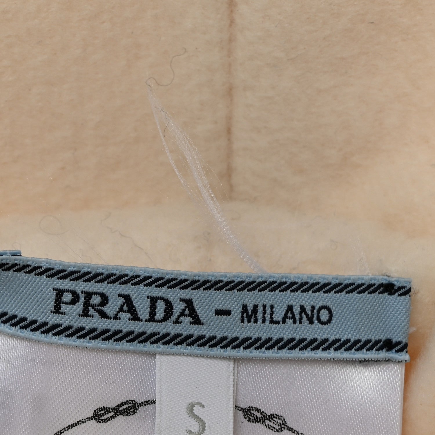 Prada Cashmere Metal Triangle Logo Womens Bucket Hat S Naturale 10 of 10