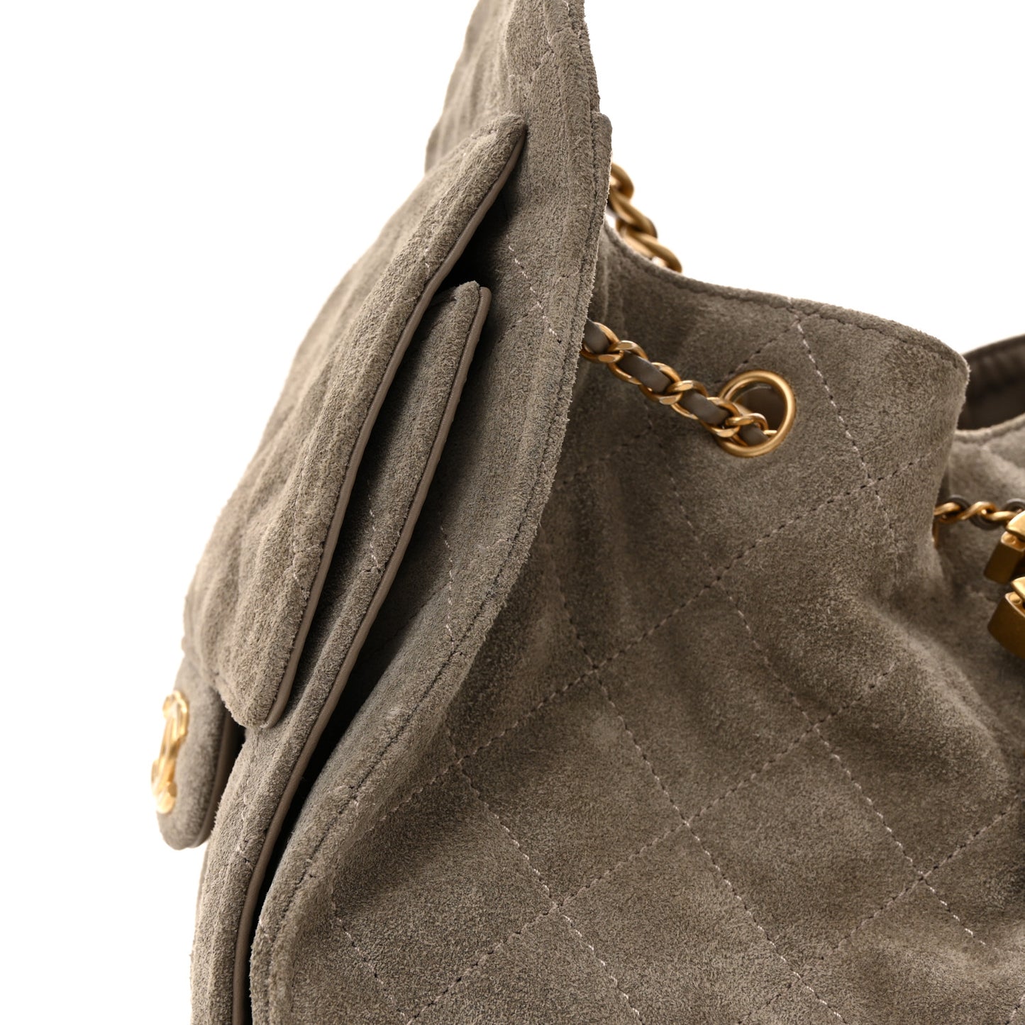 Suede Quilted Small Chanel 25 Handbag Dark Grey