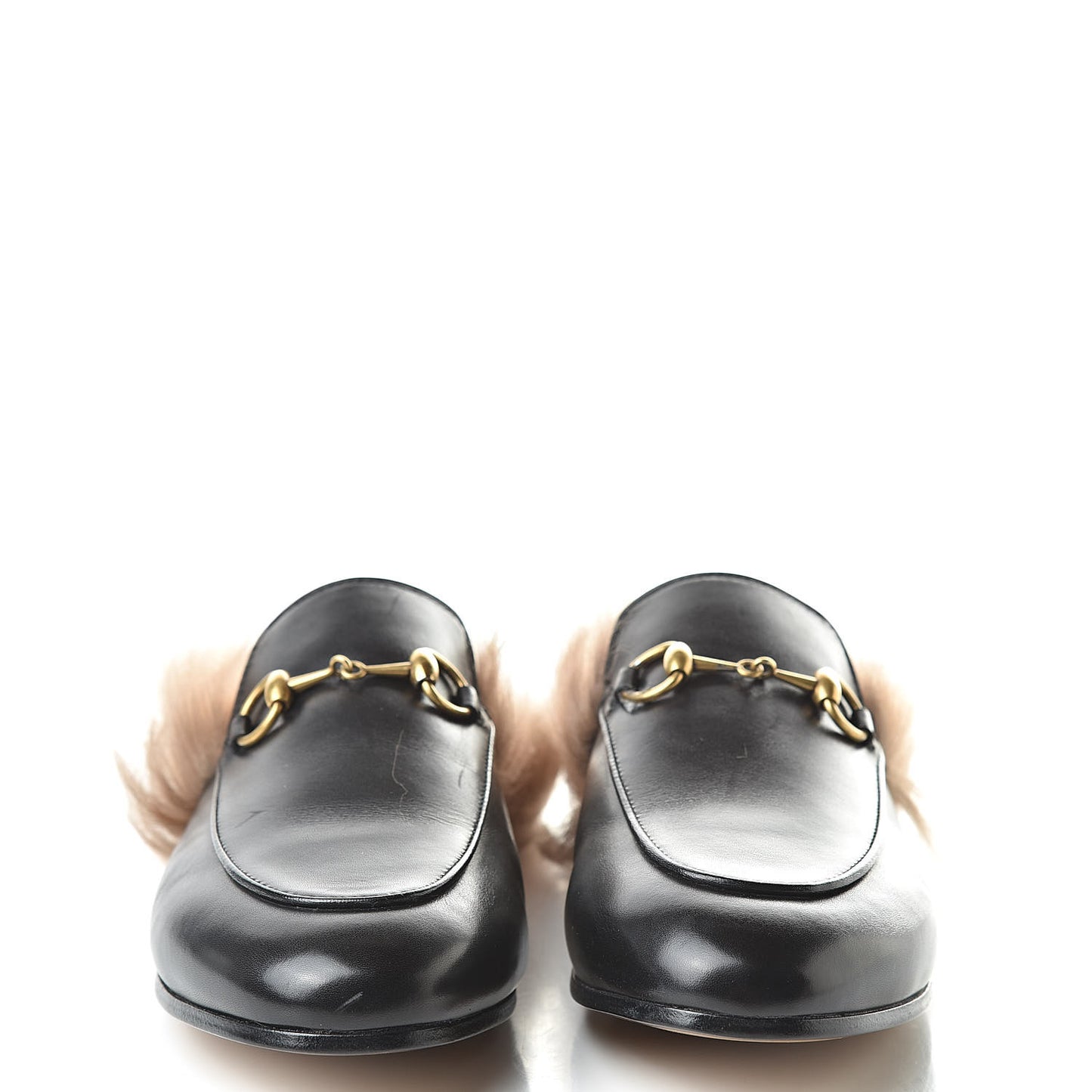 Calfskin Fur Womens Princetown Slippers 36.5 Black