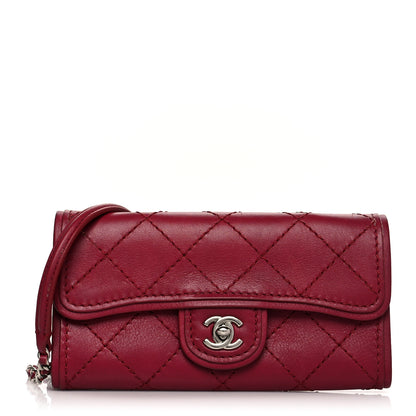 Chanel Calfskin Stitched Clutch Flap Red 1 of 13