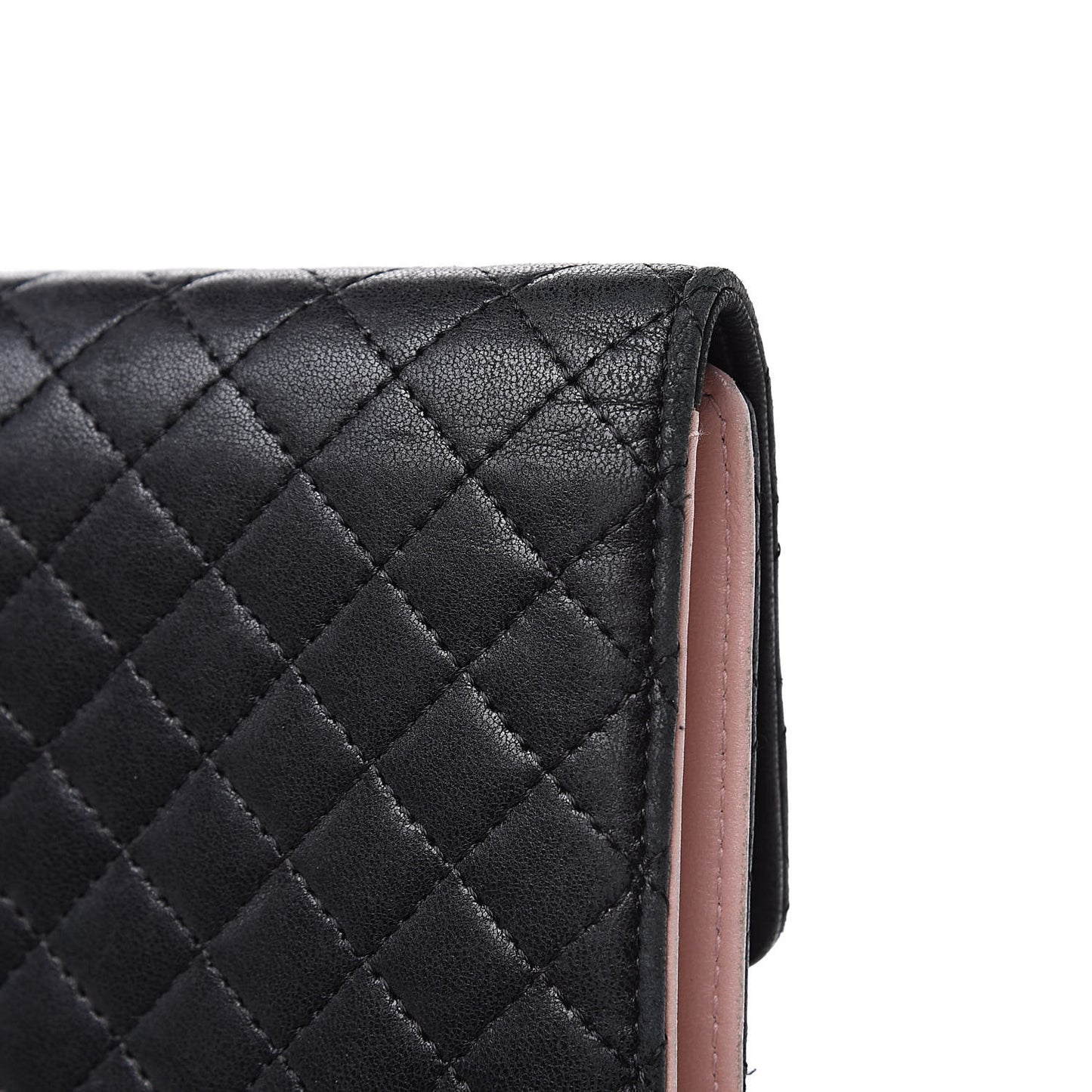Lambskin Micro Quilted Tri-Fold Wallet Black