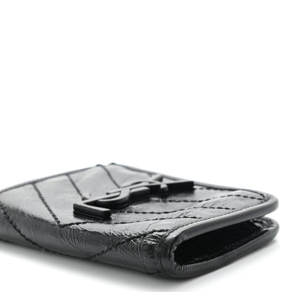 Saint Laurent Crinkled Calfskin Matelasse Monogram Niki Card Holder Black 9 of 9
