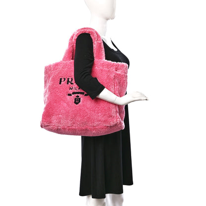 Prada Terry Cloth Tote Bag Petalo Black 2 of 8