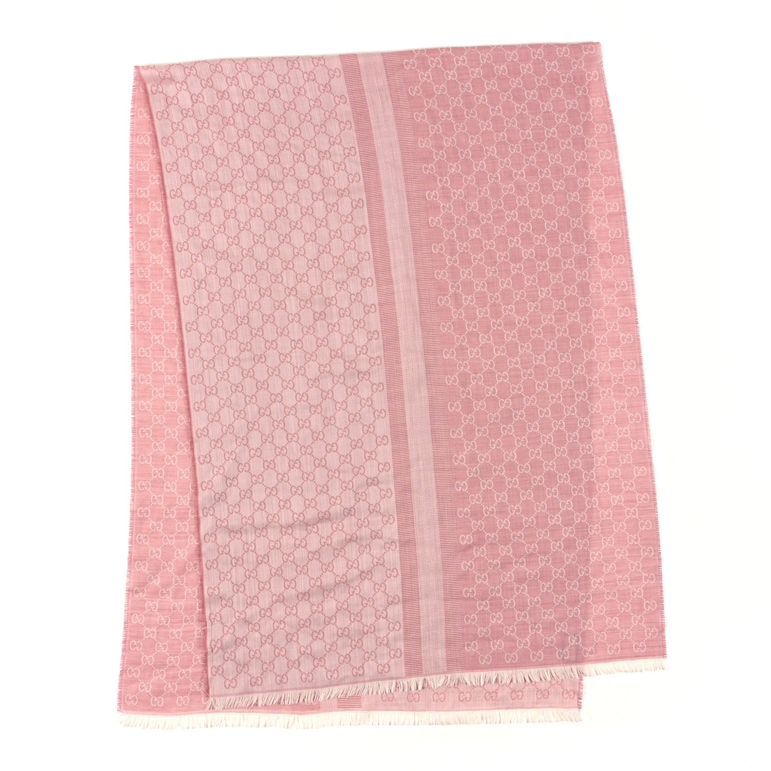 Gucci Silk GG Monogram Fringe Scarf Pink 2 of 4