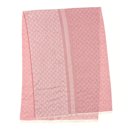 Gucci Silk GG Monogram Fringe Scarf Pink 2 of 4
