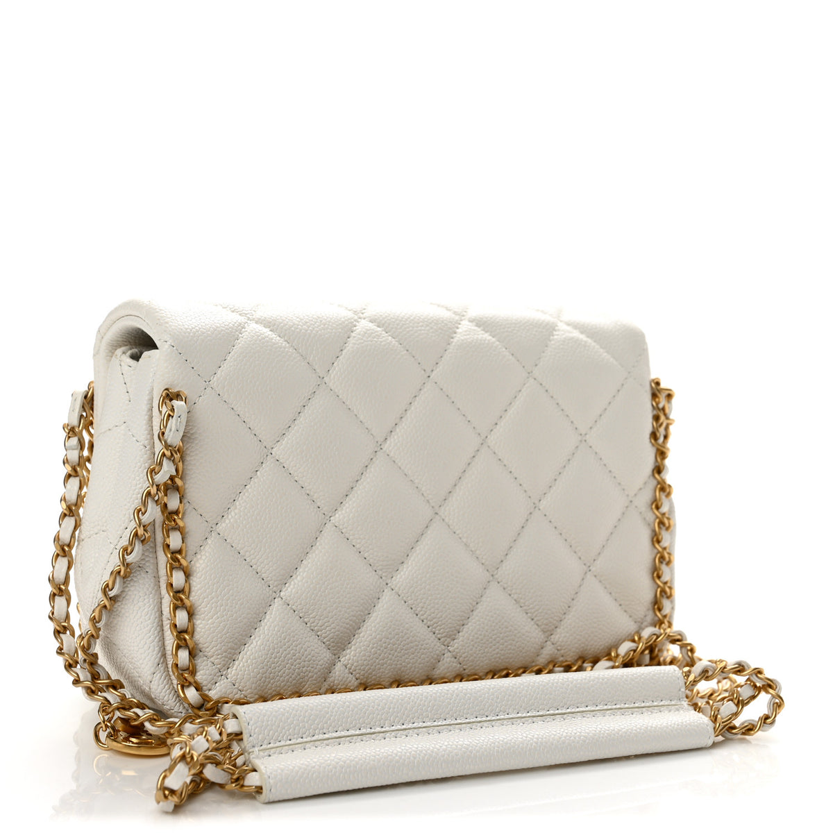 Chanel Caviar Quilted Chain Around Flap White 3 of 12