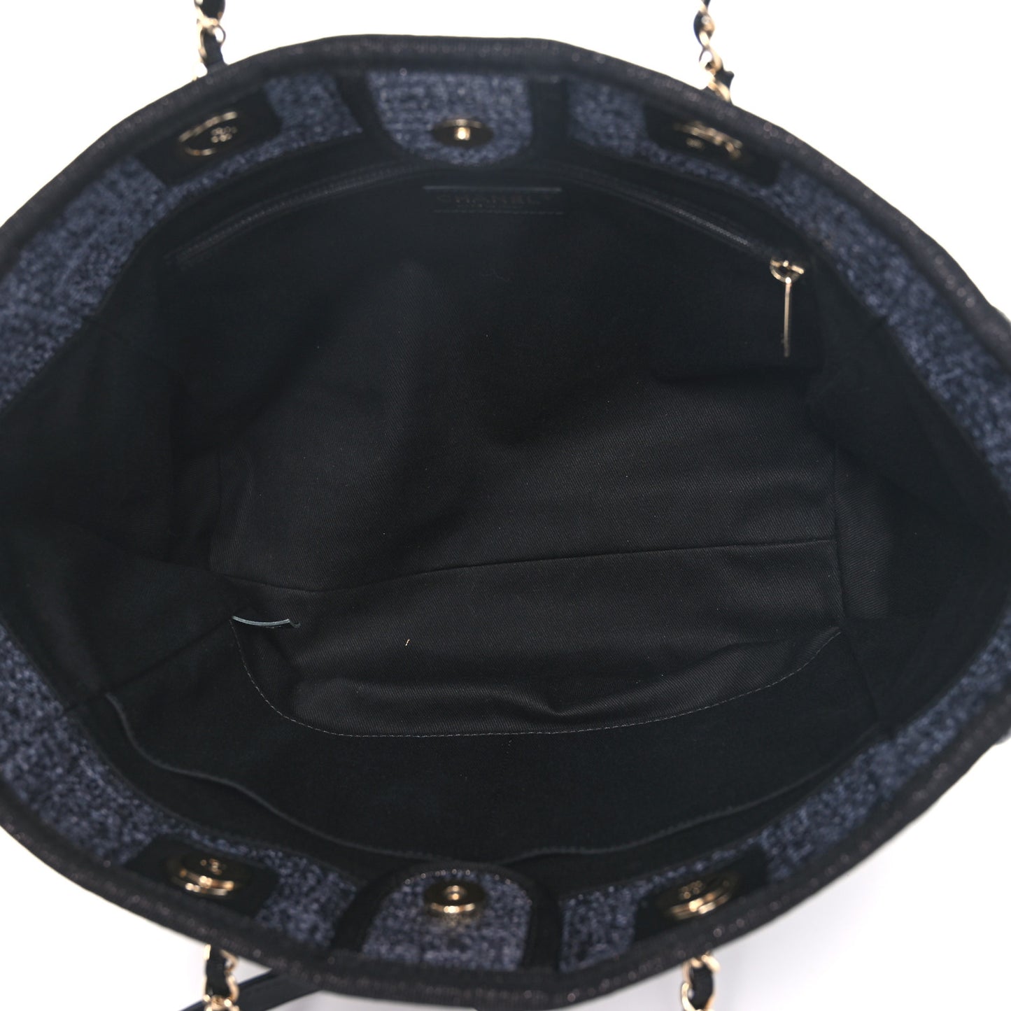 Mixed Fibers Calfskin Small Deauville Tote Blue