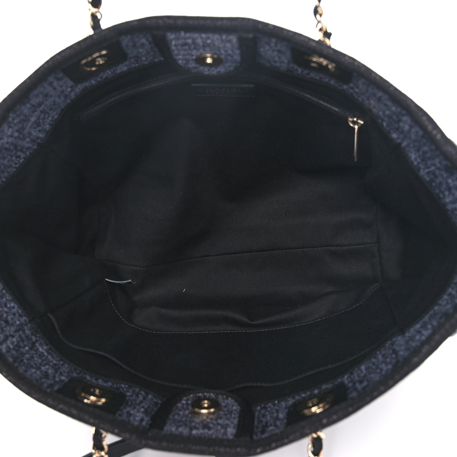 Chanel Mixed Fibers Calfskin Small Deauville Tote Blue 5 of 10