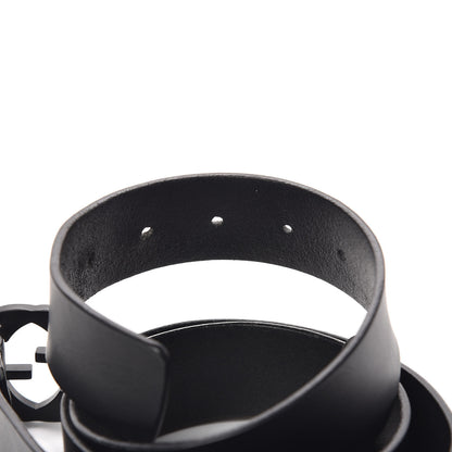 Gucci Selleria Calfskin Monochrome Interlocking G 37mm Belt 105 42 Black 4 of 8