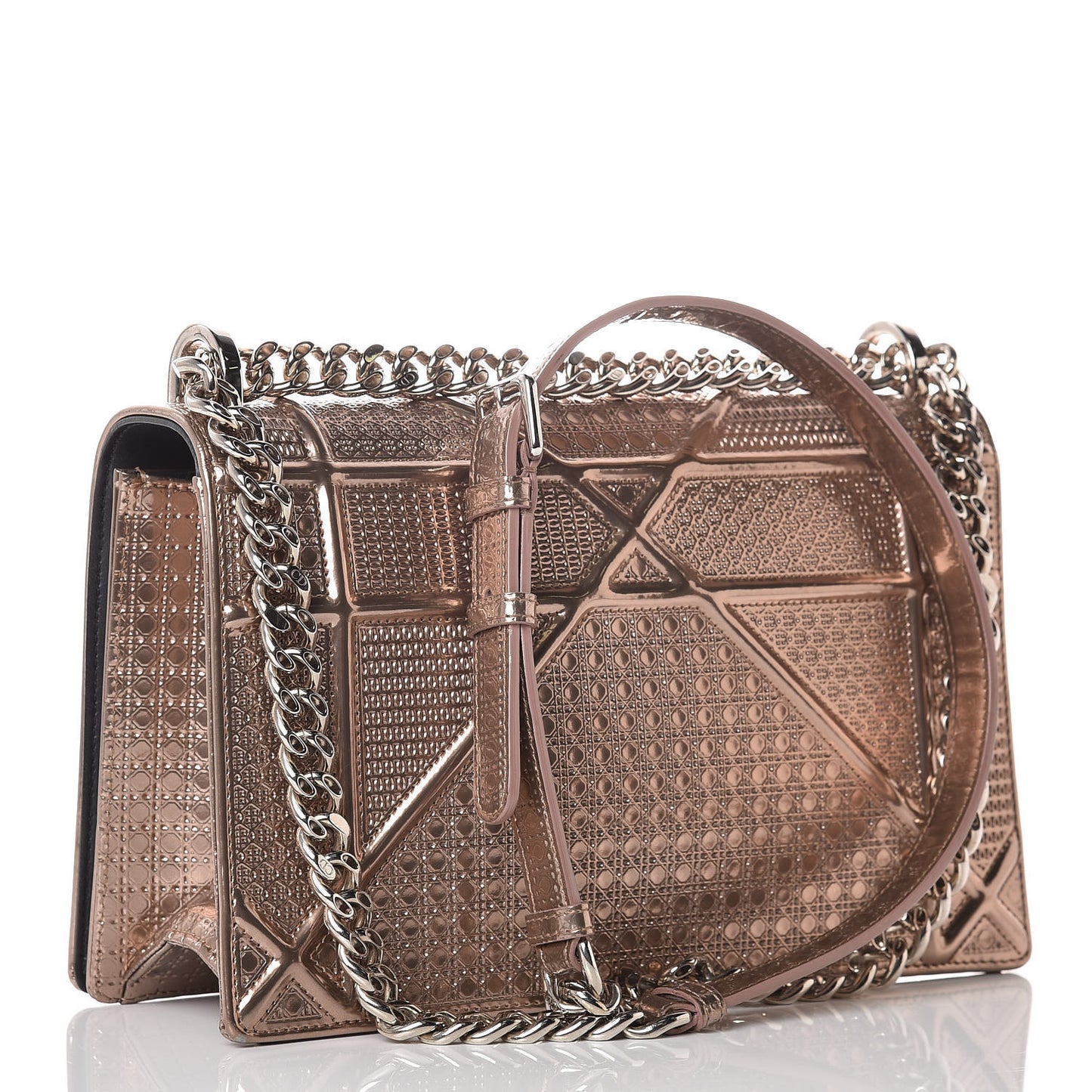 Metallic Patent Micro-Cannage Medium Diorama Flap Bag Hyper Pink