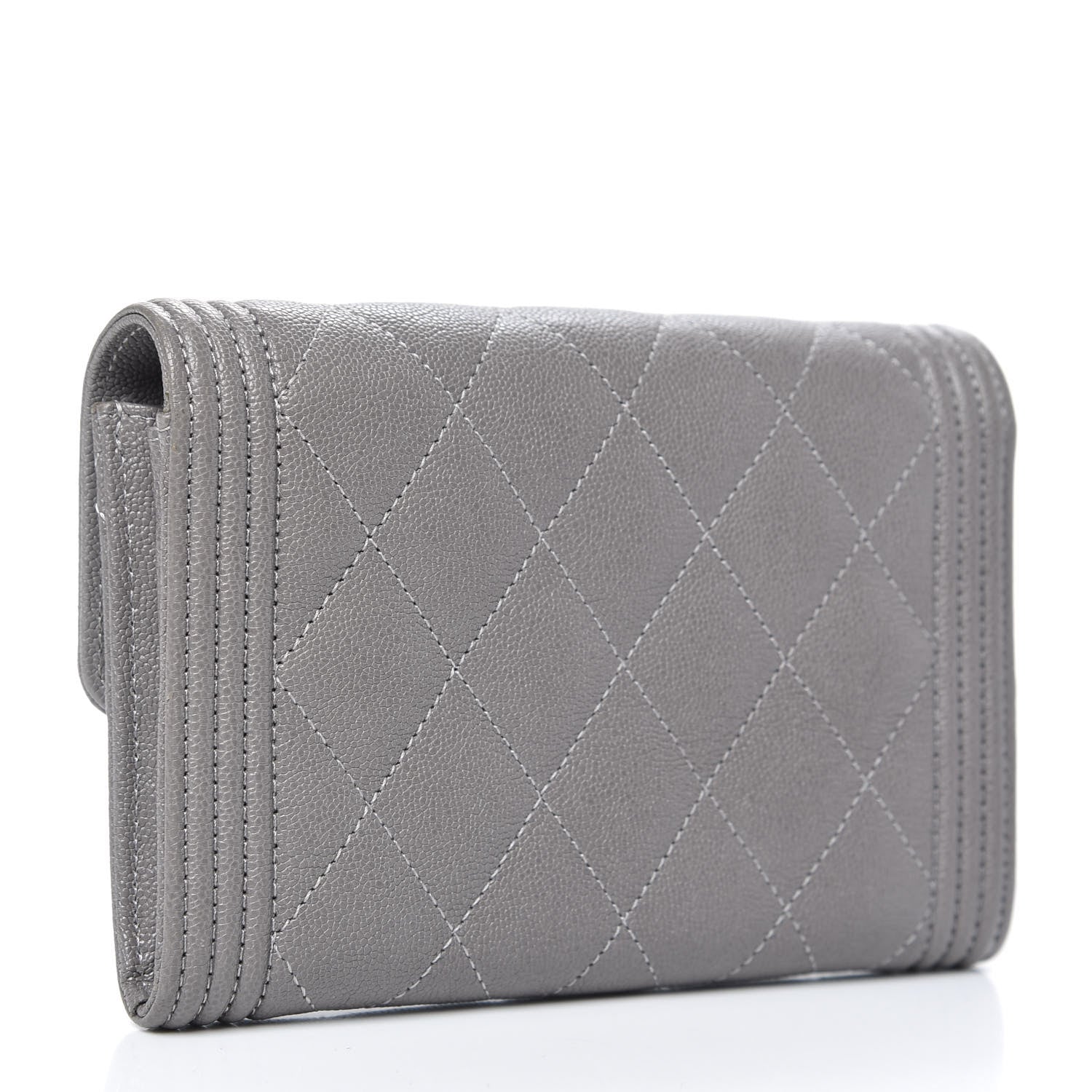 Chanel Caviar Quilted Medium Boy Flap Wallet Grey 3 of 11