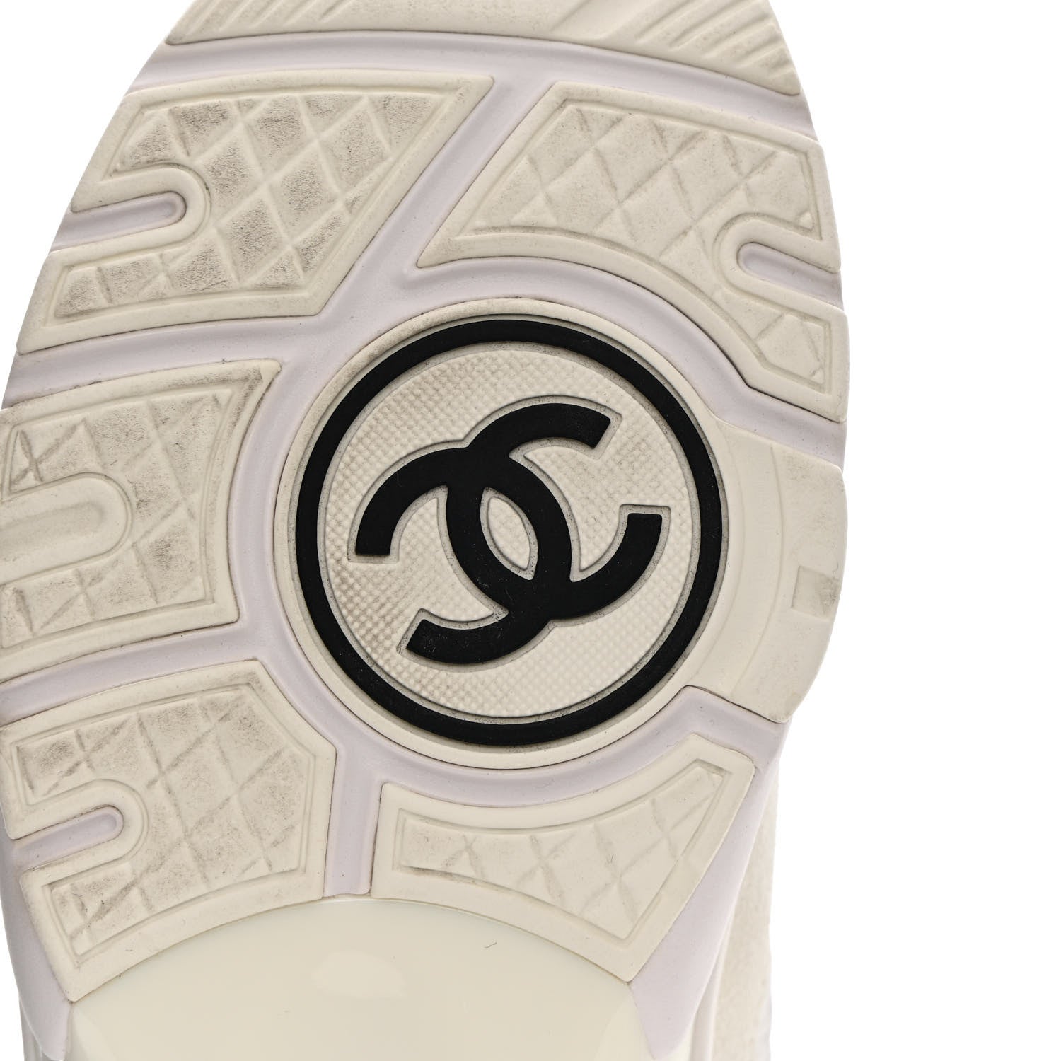 Chanel Suede Calfskin Fabric CC Sneakers 38 White 8 of 14