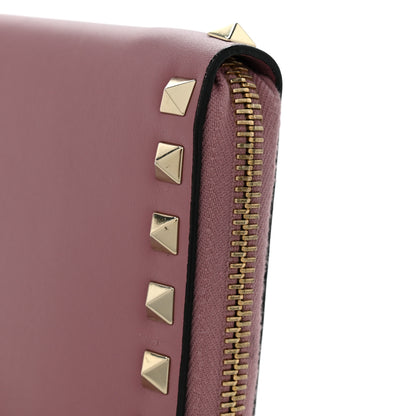 Valentino Garavani Calfskin Rockstud Zip Around Wallet Lipstick 10 of 12