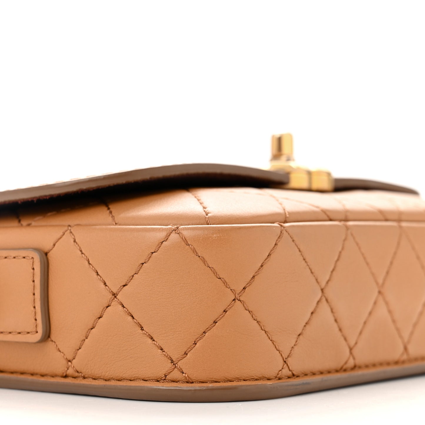 Calfskin Quilted Multi Pouching Flap And Coin Purse Beige