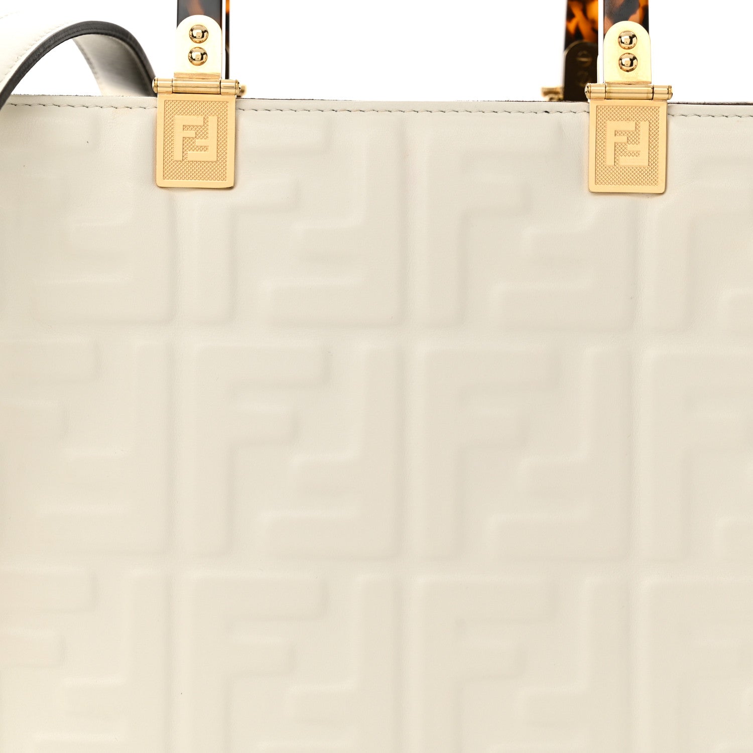 Fendi Vitello Plexiglass FF Embossed Small Fendi Sunshine Shopper Tote White 7 of 12