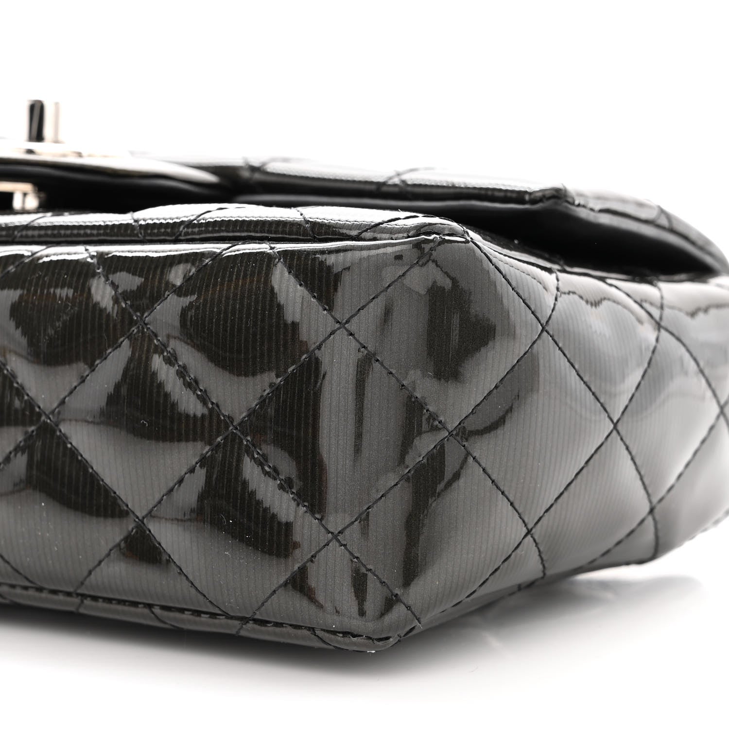 Chanel Striated Patent Quilted Mini Rectangular Flap Black 10 of 11