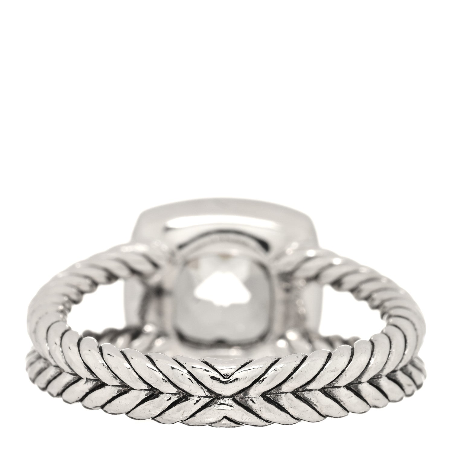 David Yurman Sterling Silver Diamond Prasiolite 7mm Petite Albion Ring 54 7 3 of 4