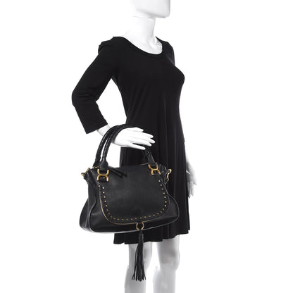 Chloe Calfskin Studded Medium Marcie Satchel Black 2 of 12