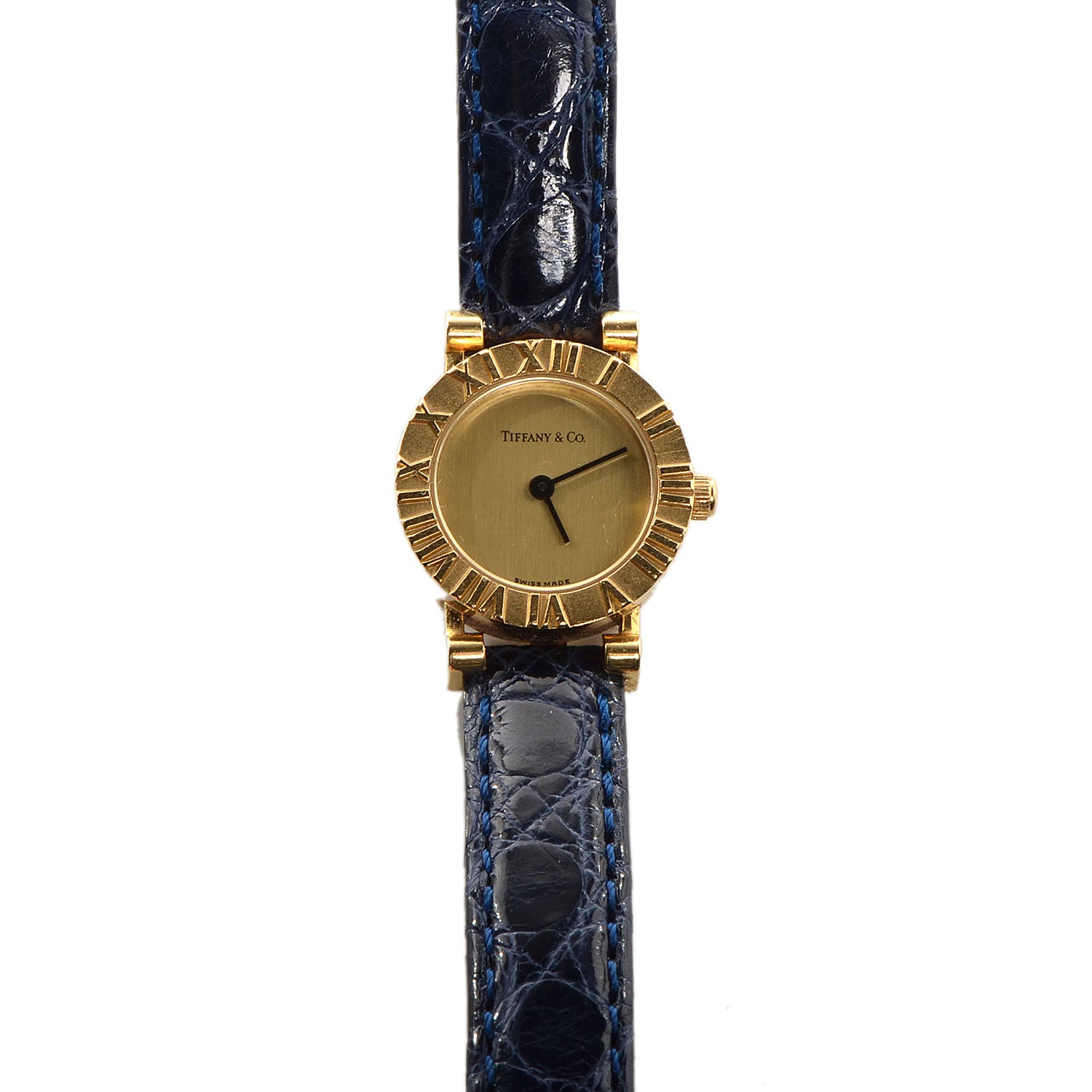 Tiffany 18K Yellow Gold Alligator 24mm Atlas Quartz Watch Gold 1 of 8