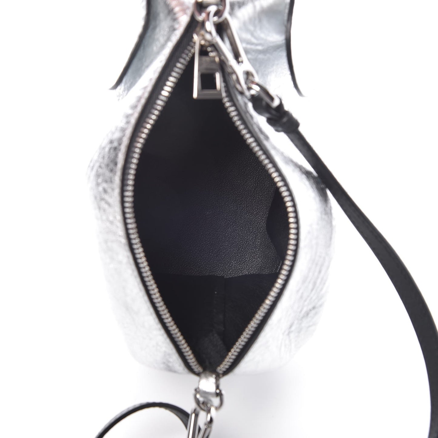 Metalic Calfskin Mini Elephant Crossbody Bag Silver