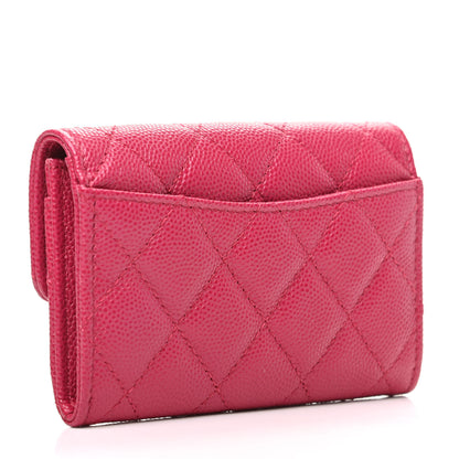Chanel Caviar Quilted Flap Card Holder Wallet Pink 3 of 9