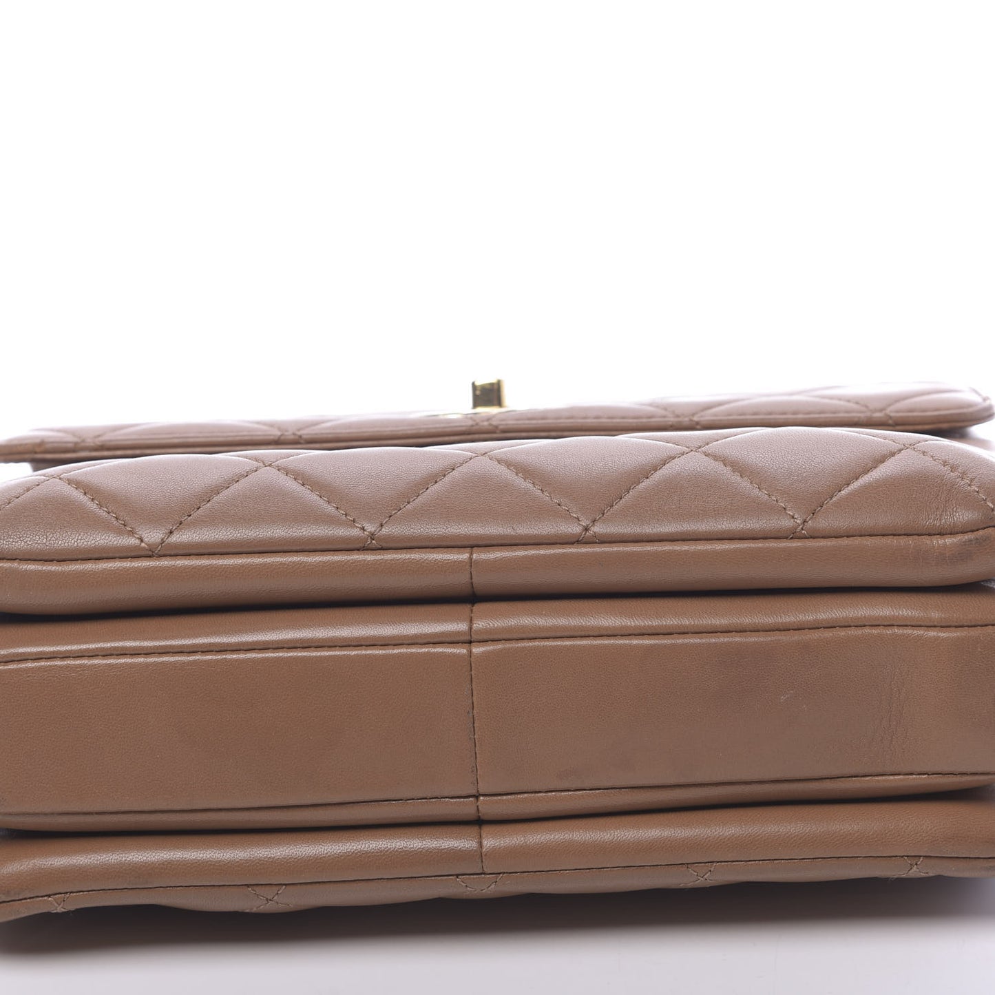 Lambskin Quilted Small Trendy CC Flap Dual Handle Bag Camel