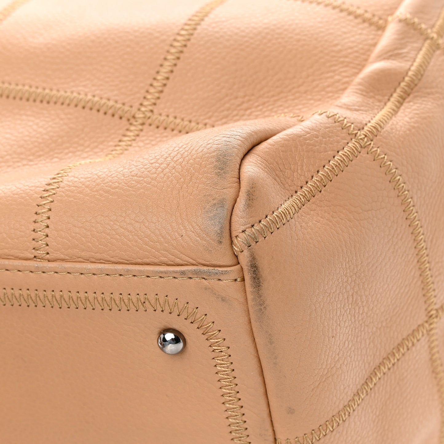 Caviar Square Stitched Bowler Beige