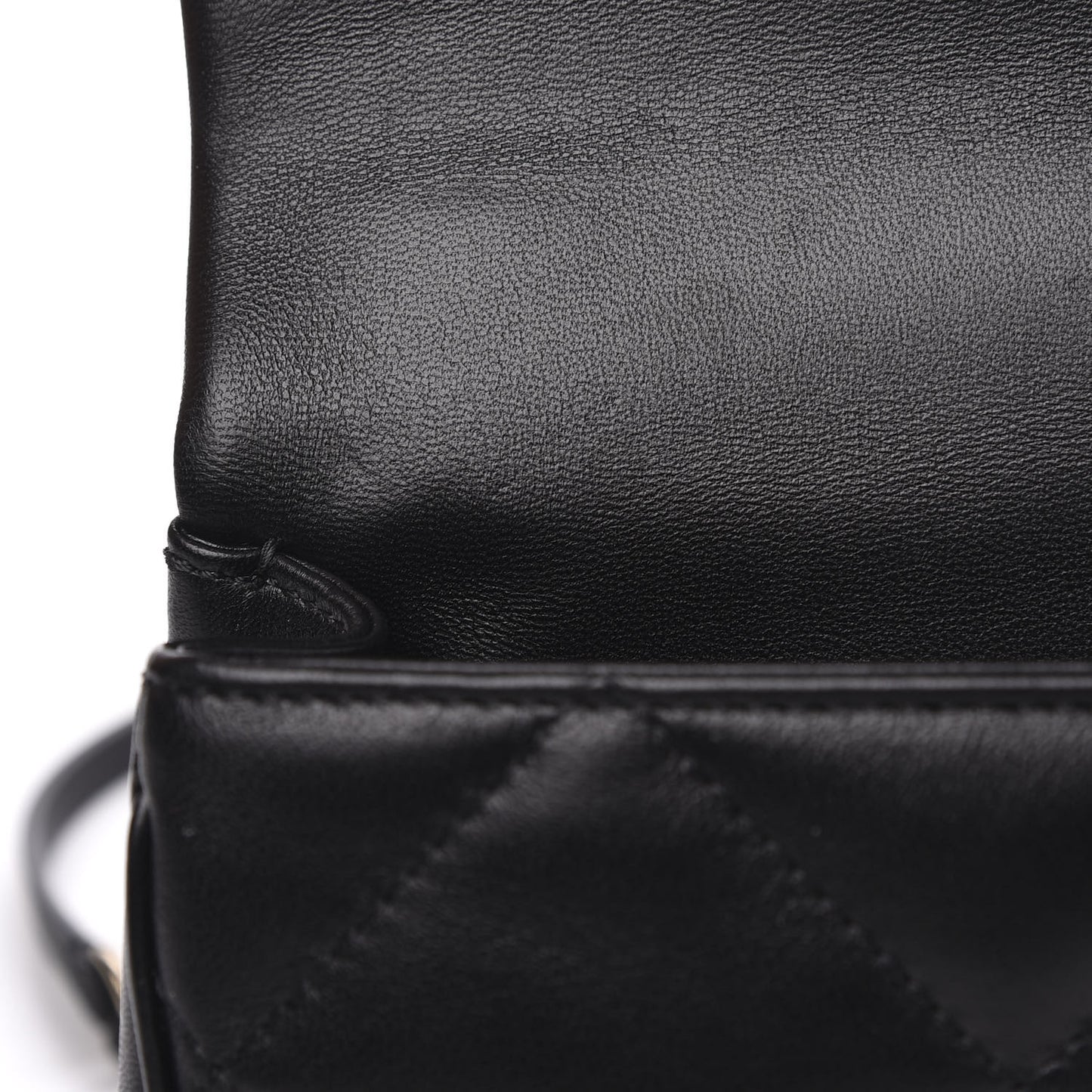 Lambskin Quilted Small Easy Carry Flap Black