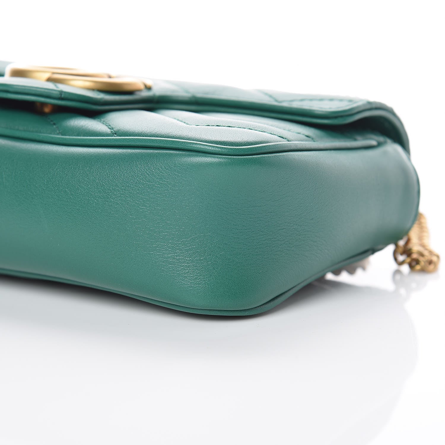 Gucci Calfskin Matelasse Super Mini GG Marmont Shoulder Bag Emerald Green 6 of 10