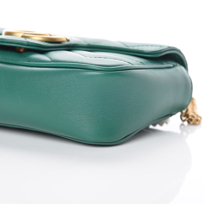 Gucci Calfskin Matelasse Super Mini GG Marmont Shoulder Bag Emerald Green 6 of 10