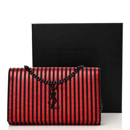 Saint Laurent Metallic Striped Monogram Chain Wallet Red Black 12 of 12