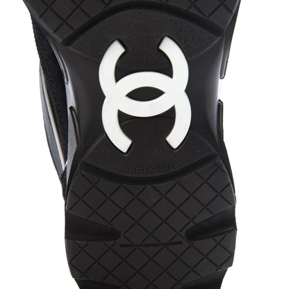 Chanel Toile Suede Calfskin CC Sneakers 36 Black White 6 of 9