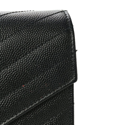 Saint Laurent Grain De Poudre Matelasse Chevron Monogram Chain Wallet Black 10 of 10