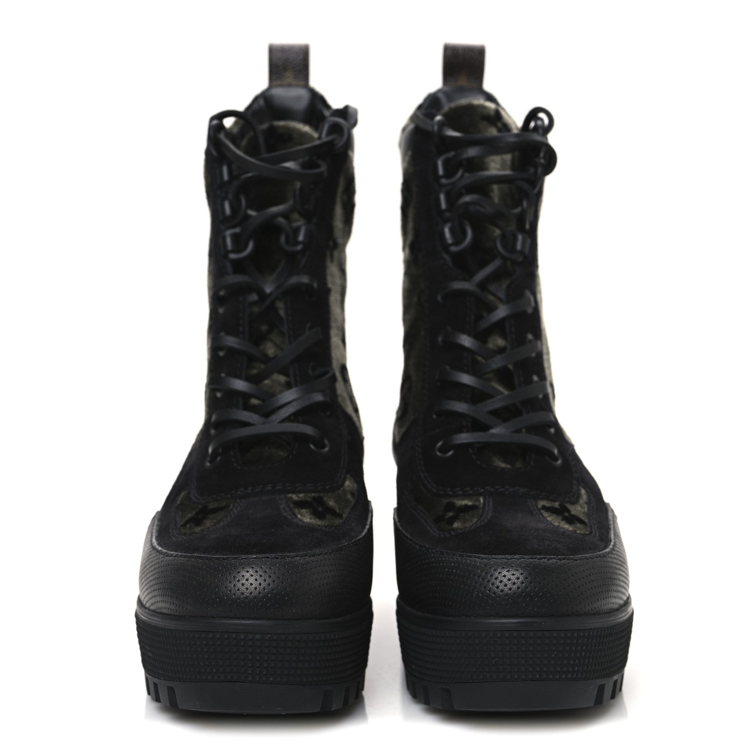 Louis Vuitton Velvet Calfskin Monogram Laureate Platform Desert Boots 39 Black Green 3 of 10