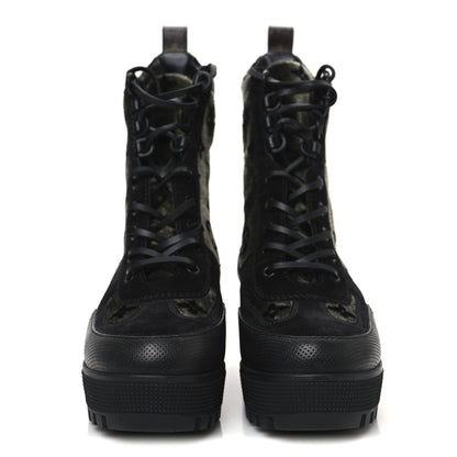 Louis Vuitton Velvet Calfskin Monogram Laureate Platform Desert Boots 39 Black Green 3 of 10