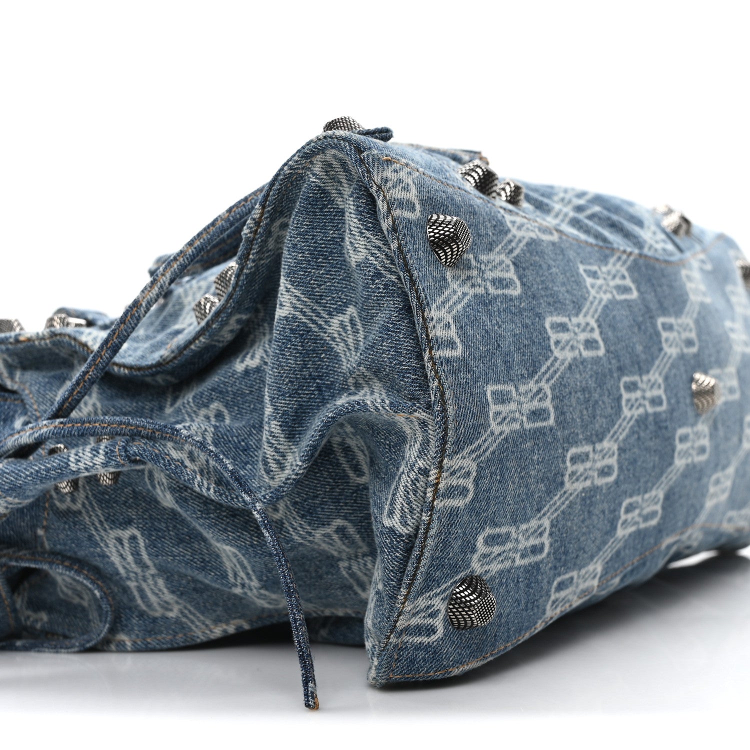 Balenciaga Denim BB Monogram Neo Cagole City Handbag Blue 10 of 11