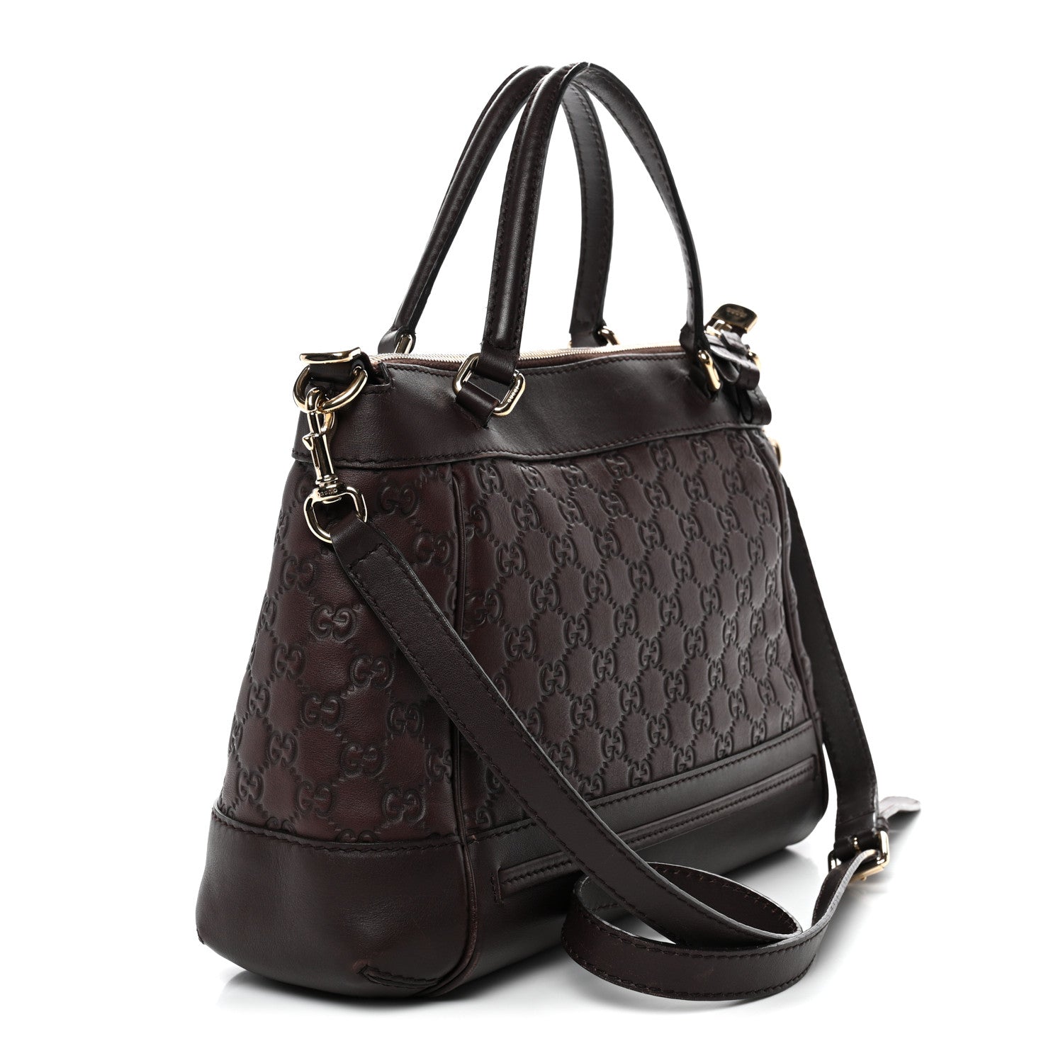 Gucci Guccissima Mayfair Top Handle Satchel Dark Brown 3 of 13