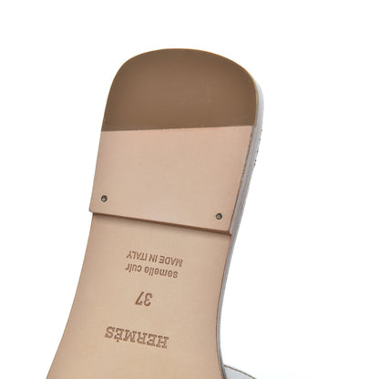 Hermes Box Calfskin Oran Sandals 37 White 11 of 12