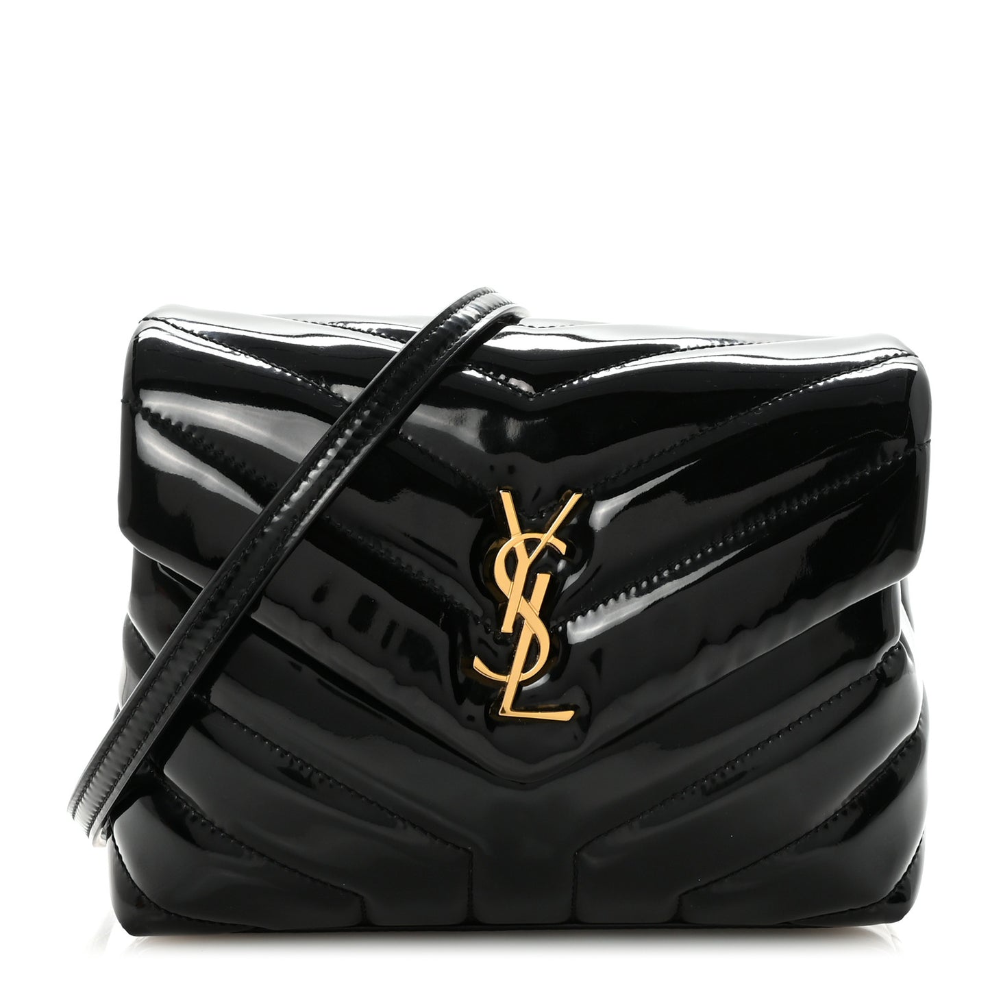 Patent Y Quilted Monogram Toy Loulou Crossbody Bag Black